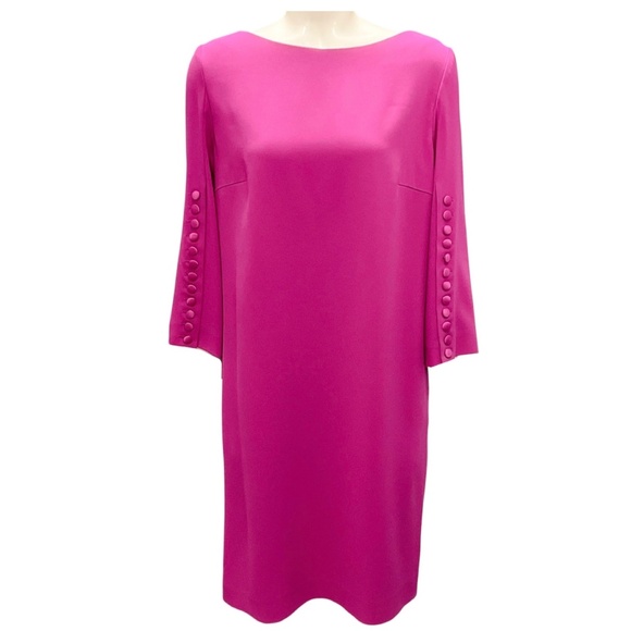ESCADA SARI PINK DEHVA BUTTON SLEEVE MIDI DRESS - Picture 1 of 4